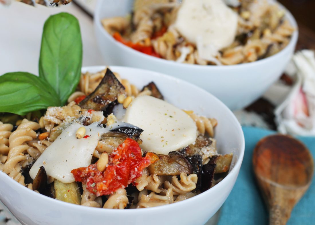 Pasta with Aubergine & Artichokes