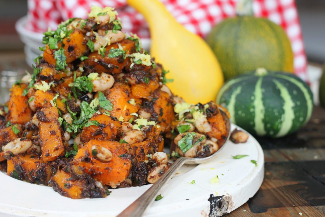 Sautéed Squash with Olive Tapenade & Cannellini Beans