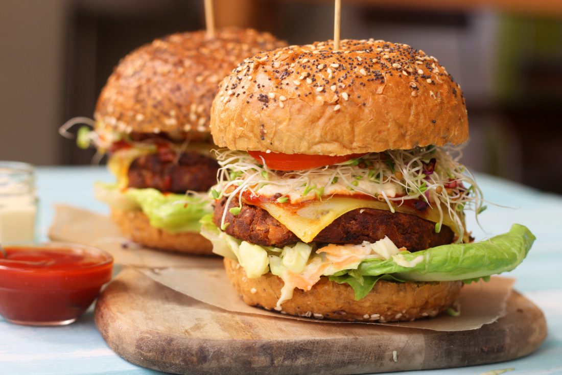 Tofu Burger with Wedges & Salad