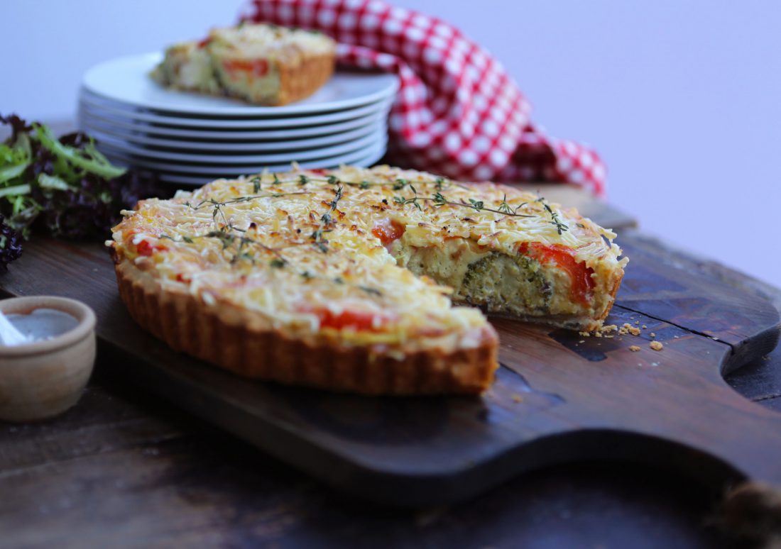 Cheesy Broccoli & Tomato Quiche